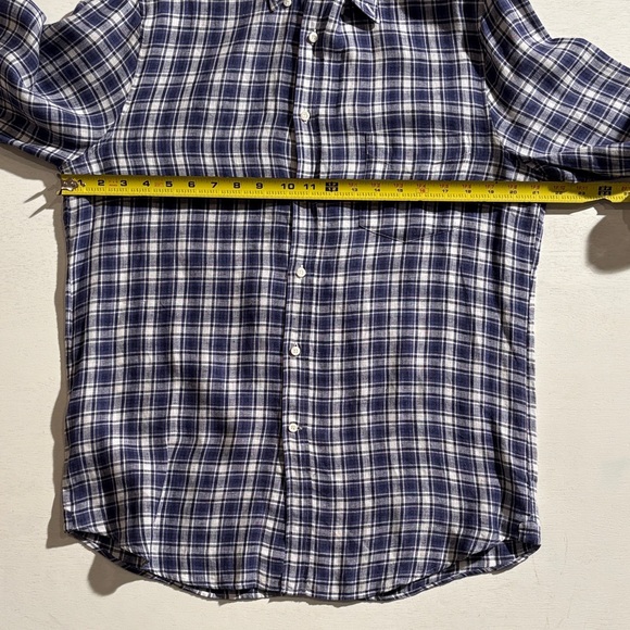 Brunello Cucinelli Navy Linen Checkered Shirt - Picture 4 of 5